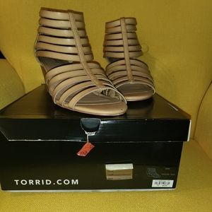 Torrid Strappy Wedge Tan Sandal 10W